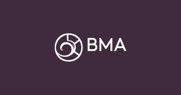 White "BMA" text and an abstract circular logo, representing Bradbury Miller Associates, appear on a dark purple background.