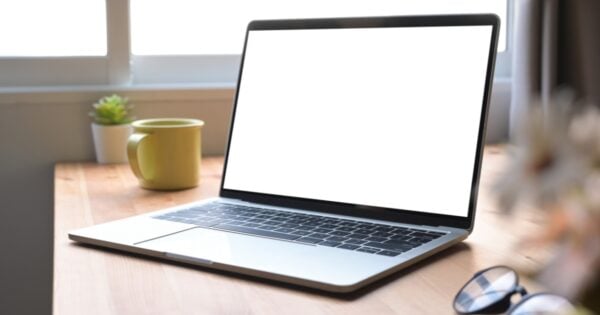 Open laptop on a desk